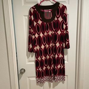 Women’s fun print dress with flared sleeves. From Chico’s women’s size 1